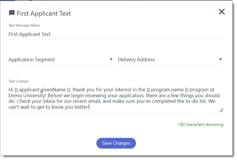 Creating a sample text message