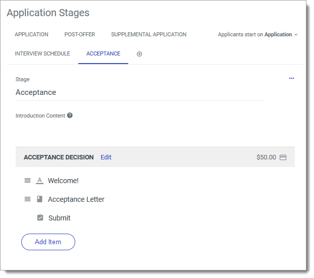 Sample Application Stage