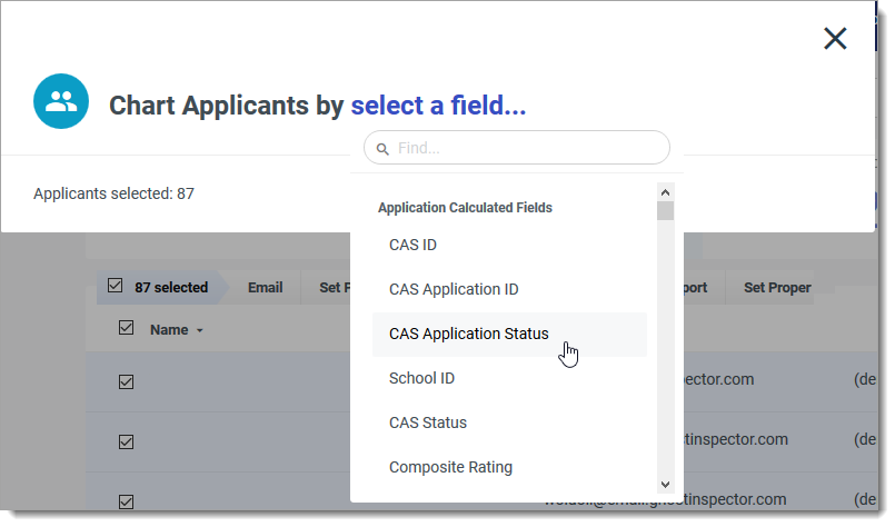 Option to create a chart using applicants in the current list