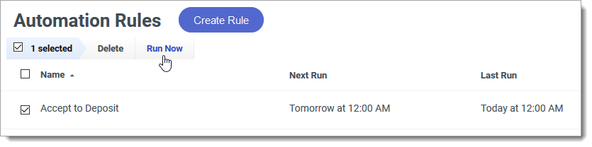 Run an automation rule now