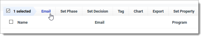 Email Applicants option from the checkbox menu