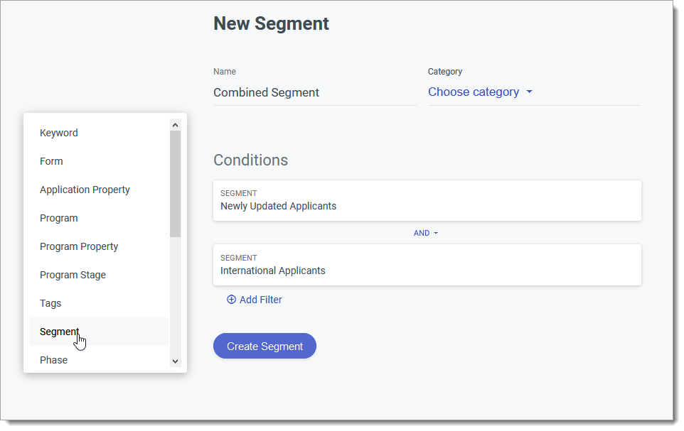 Menu to combine Segments