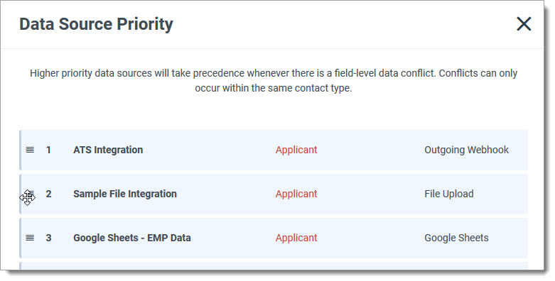 Editing the data source priority