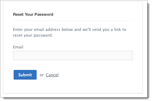 Prompt to enter your email address to reset your SlideRoom password