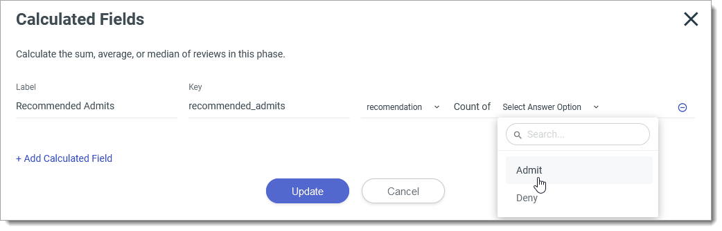 Adding a Calculated Field for recommended admits