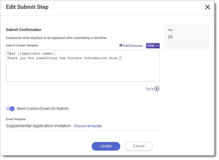 Editing the Submit step