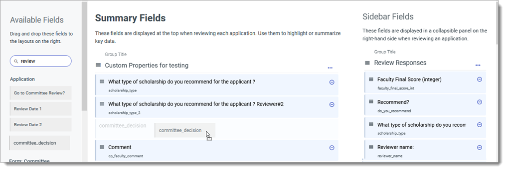 Adding reviewer info to an Application Summary