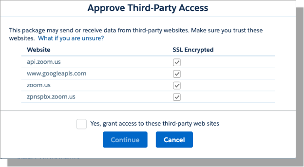Approve Third-Party Access screen