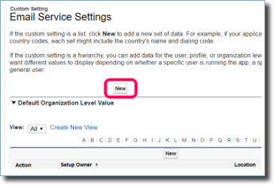 Custom Settings: Email Service Settings