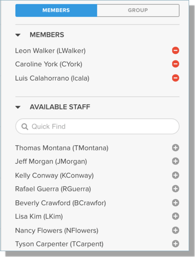 members tab