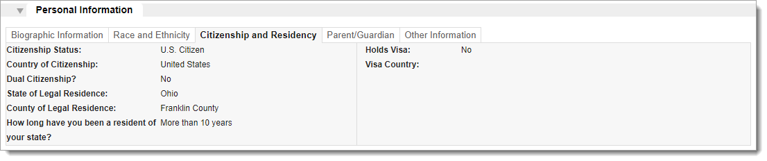 Citizenship and residency information details