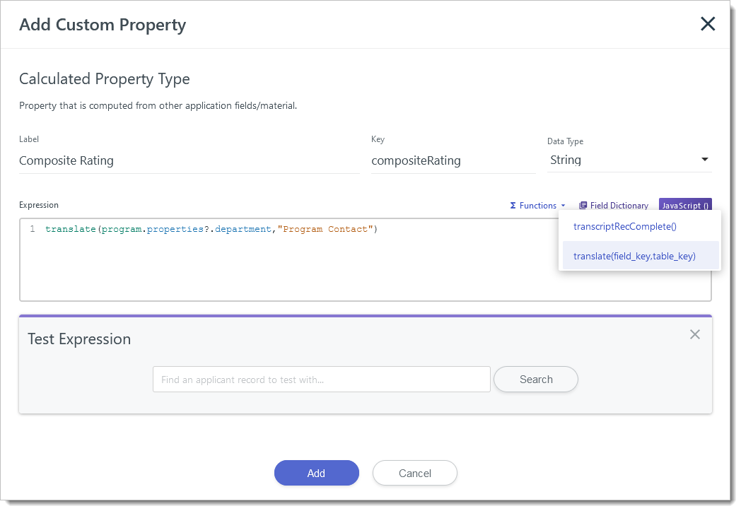 Sample Calculated Property using a function