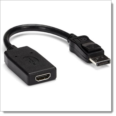 Adapter that converts an HDMI cable to work with a DisplayPort connection