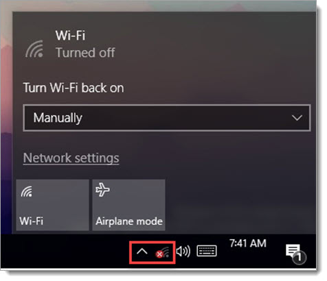 Click the wifi icon to access your wifi settings