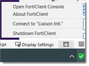 Click the FortiClient icon from the system tray