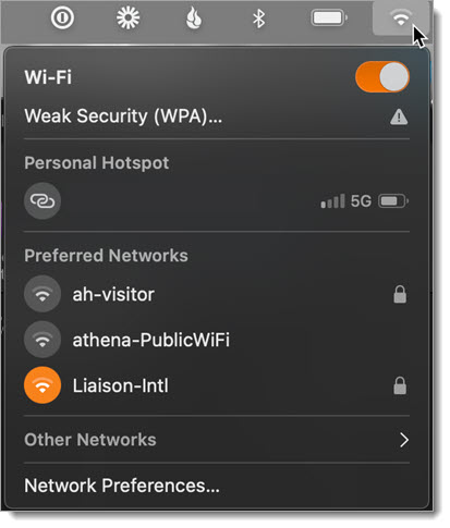 Wifi settings on MacOS