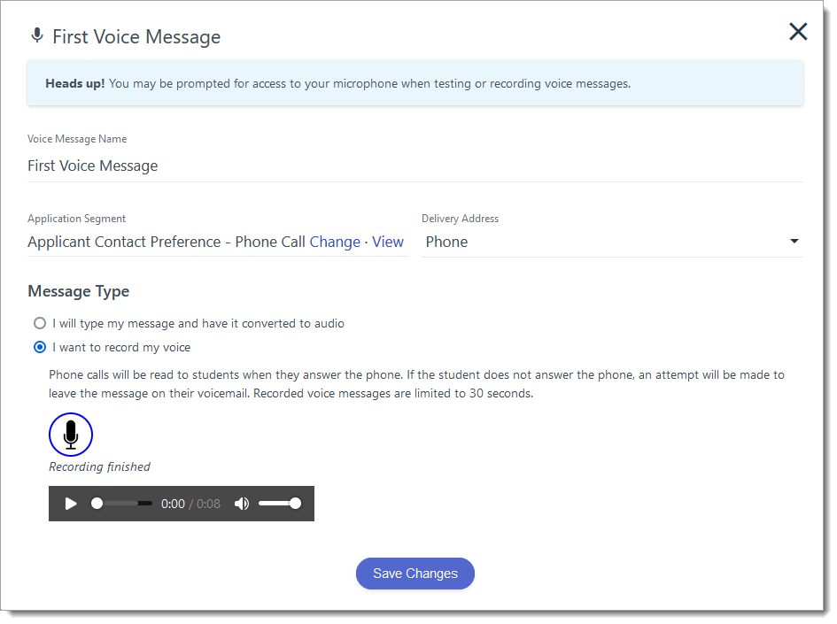 Creating a Step 1 voice message