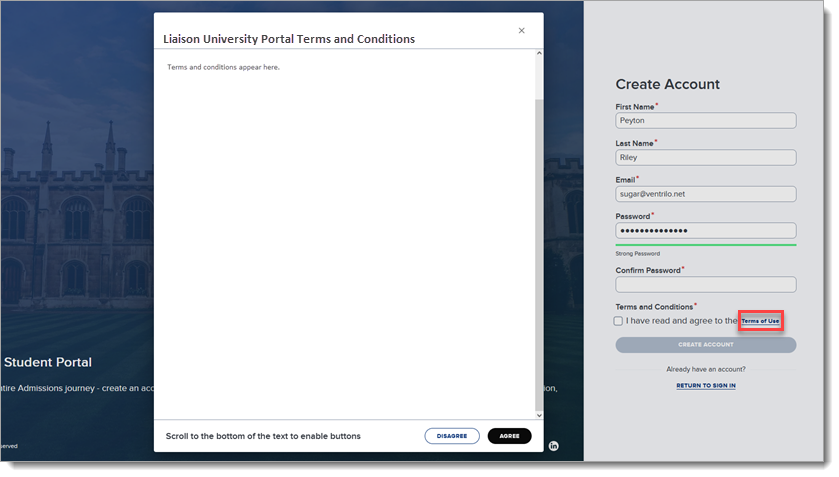Student Portal Terms and Conditions