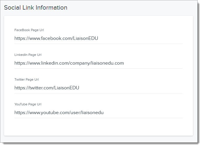 Configuring Social links on the Student Portal