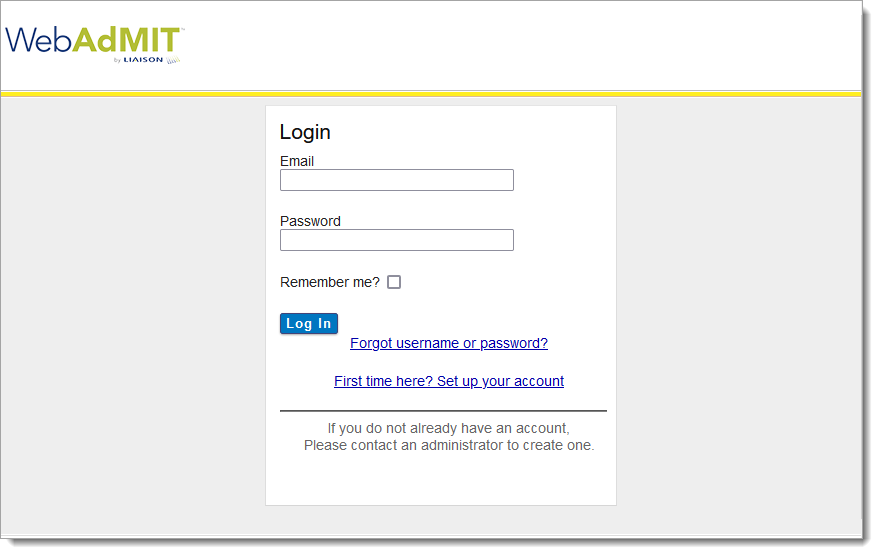 Enter your WebAdMIT for AMCAS login credentials