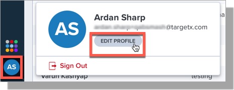 Edit Profile option from User icon