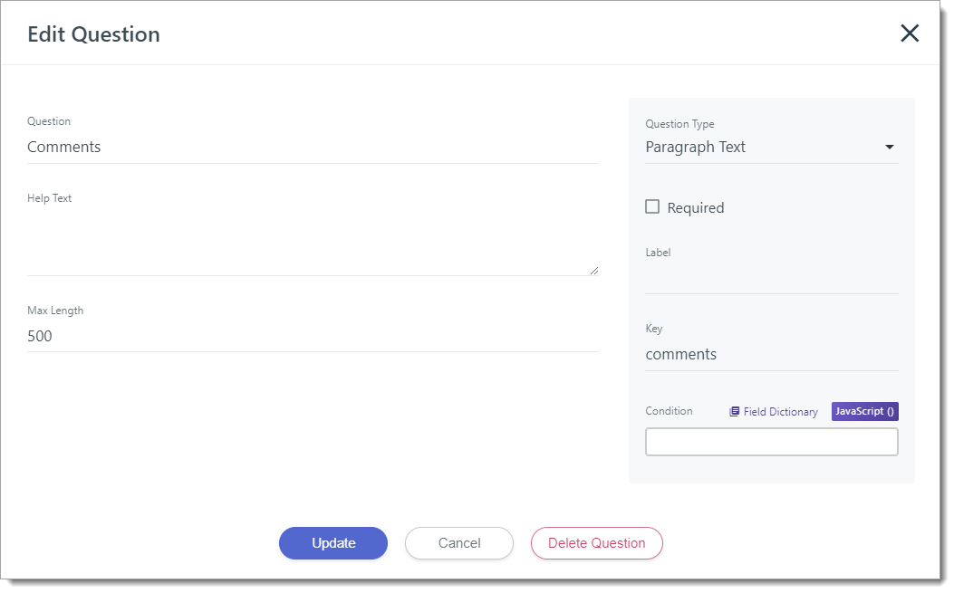 Evaluation comment settings