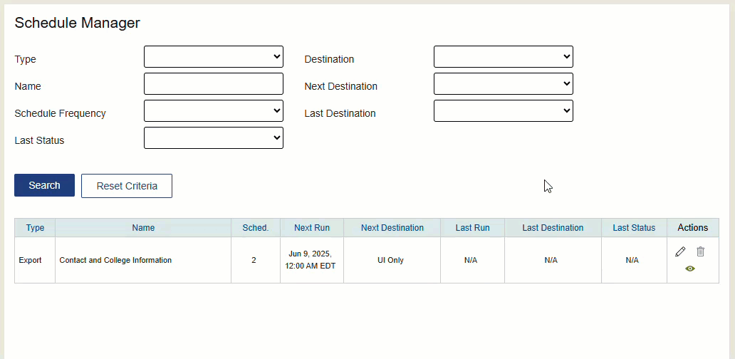On-demand button for testing SFTP schedules