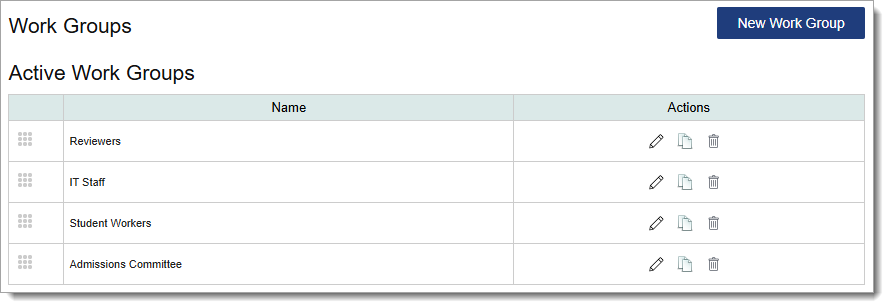 Reorder, edit, copy, and delete Work Groups