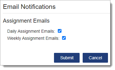 Email Notification settings page