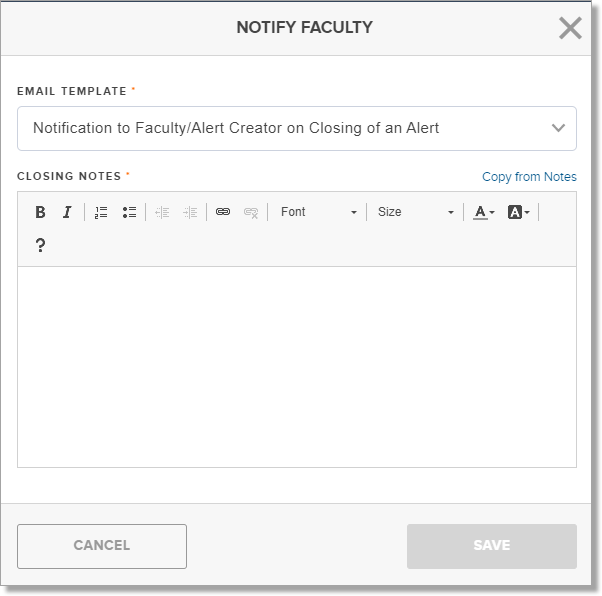 notify faculty options