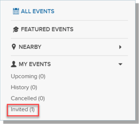 invited option on Events site