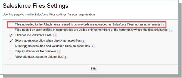 Salesforce File Settings