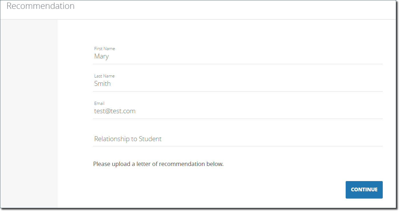 Example: Recommender Response Form