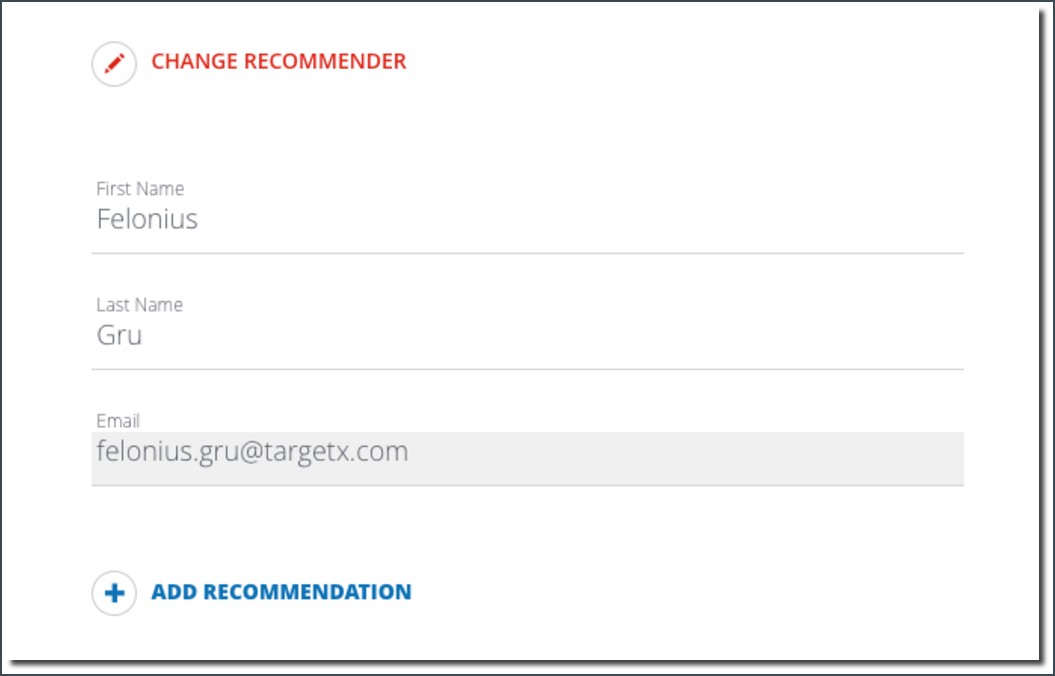 Change recommender screen