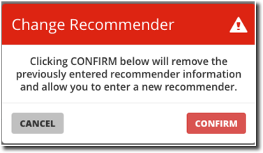 Change recommender confirmation message