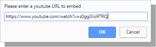 Enter embed url screen