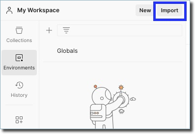 Click the New button to create a new Postman Environment