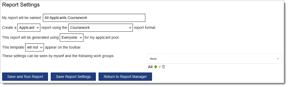 Report Manager template for a coursework report