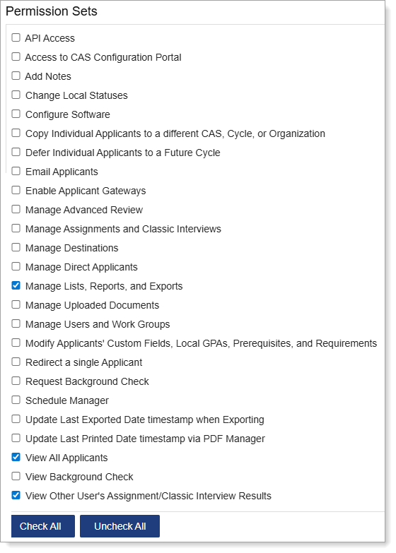 Work Group template for IT staff with several permission sets selected