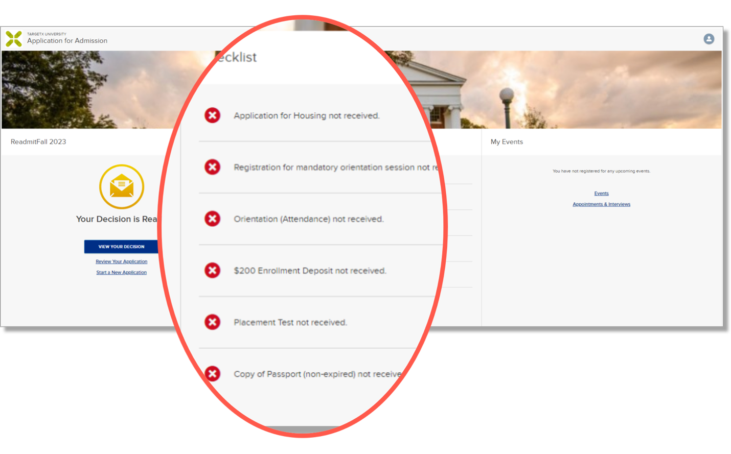 Zoomed image of checklist in App Dashboard