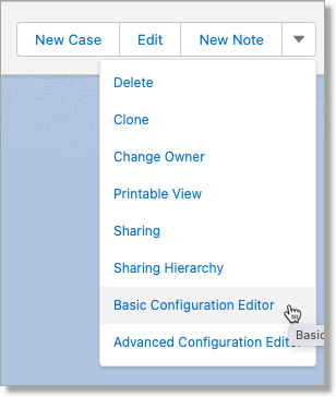 basic config editor option in menu