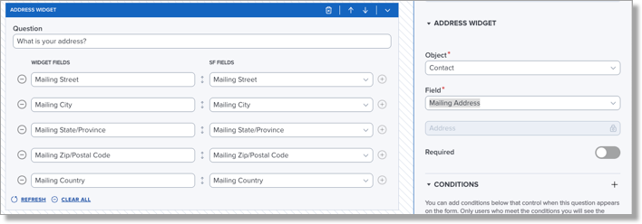 TX forms address widget example