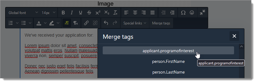 Adding a merge tag