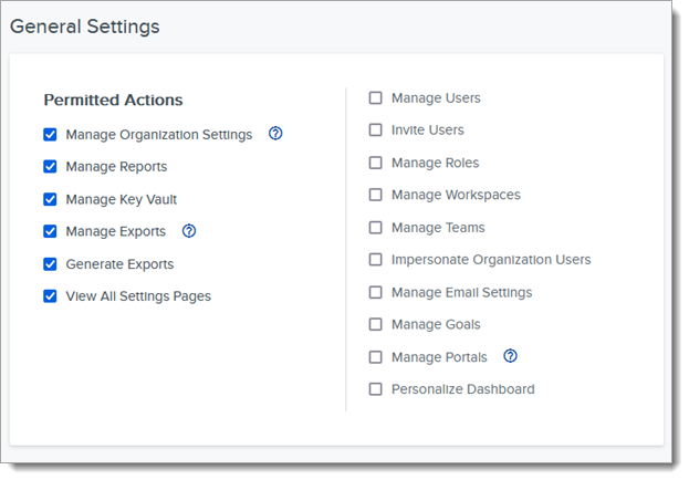 General Settings on sample IT Staff Role