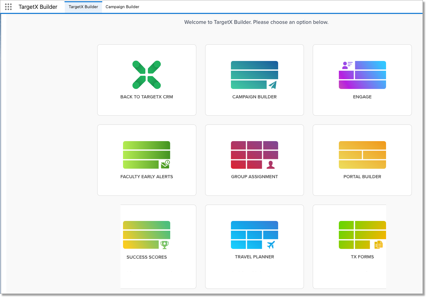 TargetX Builder Landing