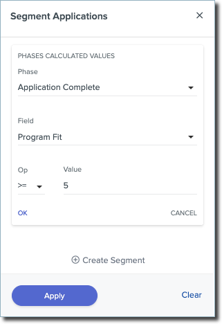 Segmenting applications based on a Phase Calculated Field