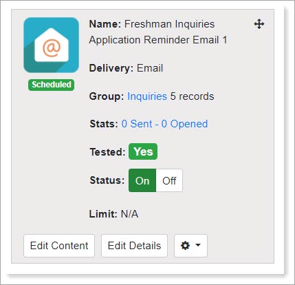Email status toggle on.