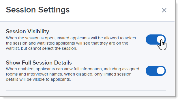 ResidencyCAS Interview Portal - Turn on Session Visibility.png