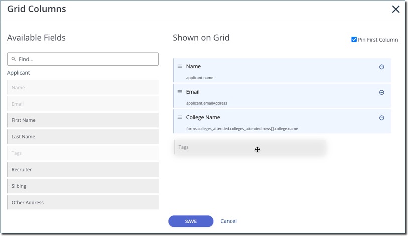 Selecting Grid Columns