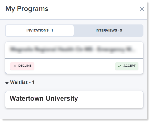 ResidencyCAS Interview Portal - Applicant Waitlist View.png
